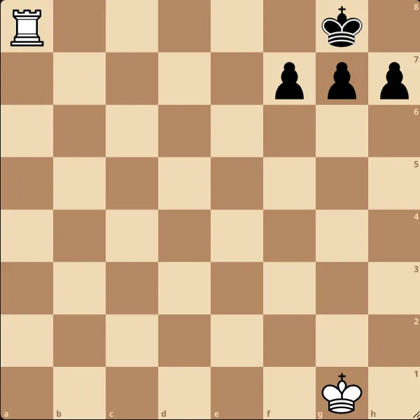 Diagramme montrant un exemple simple d'échec et mat aux échecs