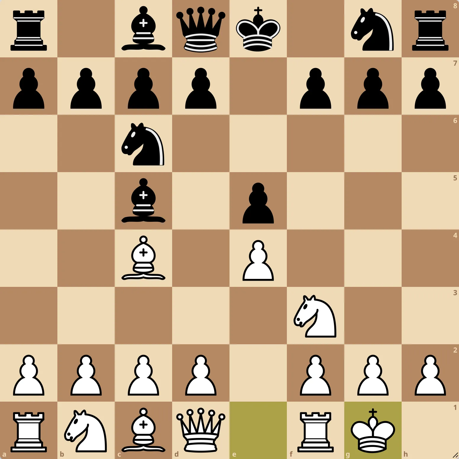 exemple ouverture italienne échecs position après développement et roque
