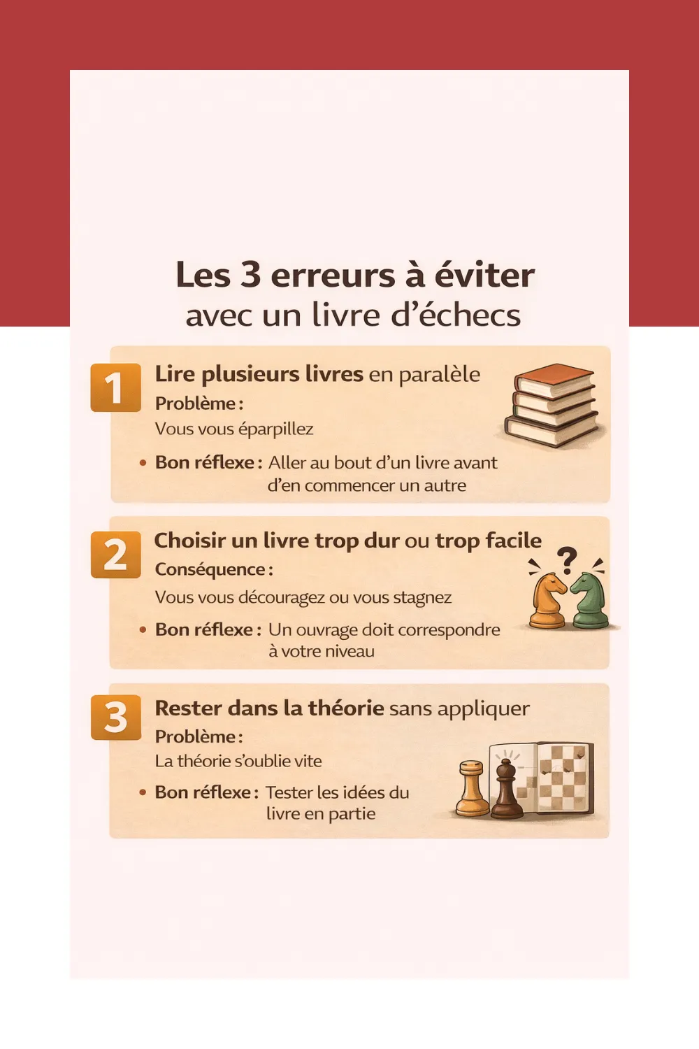 Les 3 erreurs qui empêchent de progresser avec un livre d’échecs