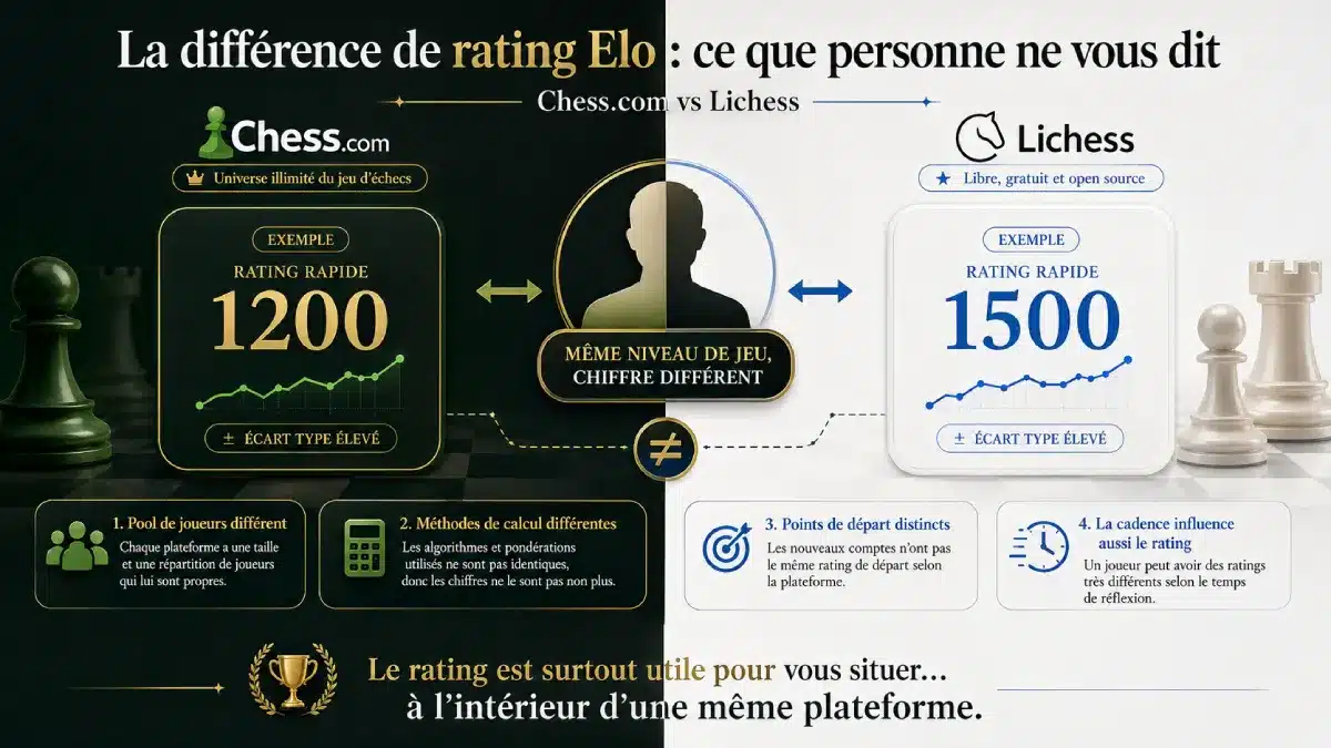 Comparatif du rating Elo entre Chess.com et Lichess.
